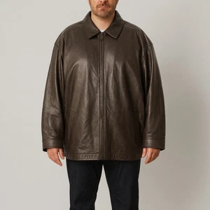 Roundtree & Yorke Men's 4XT Brown Soft Lamb Leather Bomber Jacket Full-Zip - Picture 1 of 6