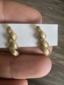 Italy 14K Yellow Gold Polished Twist Drop Earrings Nice - Picture 1 of 8