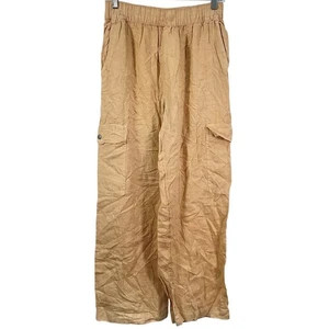 Pantalones cargo C&C California de lino tostado para mujer talla pequeña usados - Imagen 1 de 4