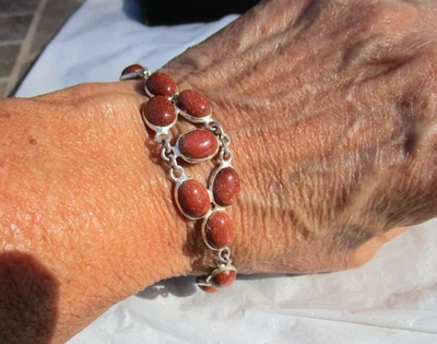 Pulsera de piedras solares de plata 925 7 - 8 1/2" de largo ajustable Foto 1 de 4