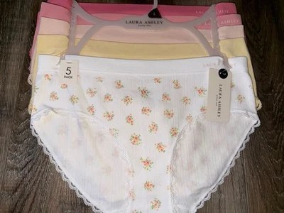 Laura Ashley ~ Womens Hipster Underwear Panties 5-Pair Nylon Blend ~ L - Image 1 of 4