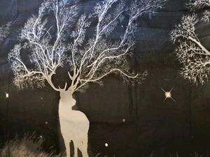 2 Panels, Deer Night Sky Student Kids Bunk Bed Curtain Room Blackout Decorative - Picture 1 of 3