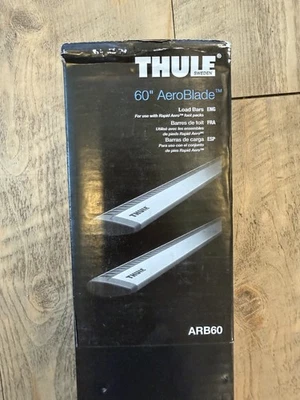 Barras de carga para barras de techo Thule ARB60 Aeroblade de 60 pulgadas (2 barras) plateadas Foto 1 de 3