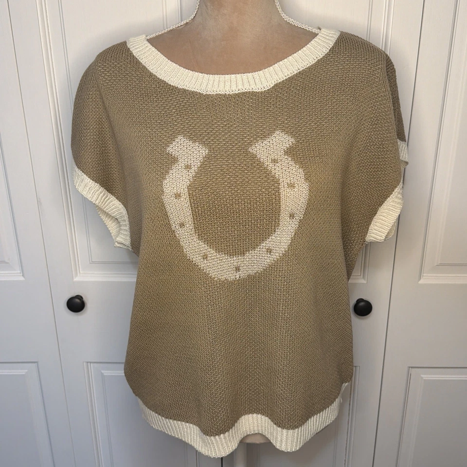 Suéter Top Herradura Para Mujer Talla Grande Cuello Redondo Tostado Neutro Azul Occidental Pimienta  Foto 1 de 4