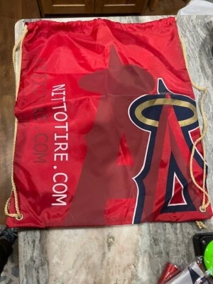 MLB Los Angeles Anaheim Angels Red with Gold Cords Draw String BackPack - Image 1 of 4