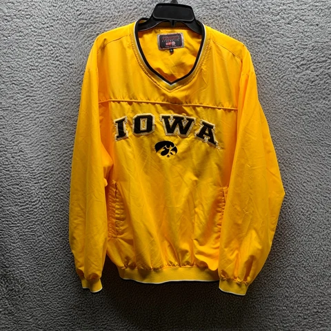 Iowa Hawkeyes Jacket Adult Large Gold Black Colosseum V Neck Windbreaker Mens Cover