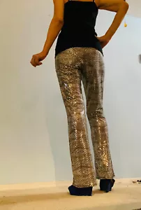 Damenhose "Misdemeanor" Designer Silber Metallic Snakie Glitzer Pailletten - Bild 1 von 14