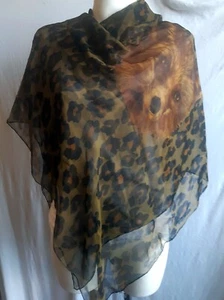 Chiffontuch Animalprint Leopard mit Fuchsköpfen Fuchs 150 cm x 150 cm - Bild 1 von 5