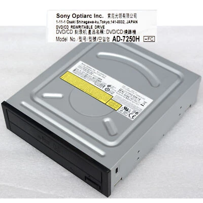 Sony Optiarc CD DVD Rewritable Drive CD-RW DVD-RW AD-7250H Dual Layer SATA PX-21 - Image 1 of 3