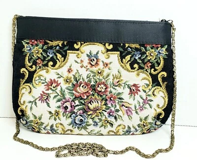 Bolso de Noche Vintage Años 60 ADG Floral Pequeño Punto 8x6.5" Hecho en Macao Foto 1 de 4