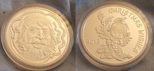 Christmas Wishes Silver Coin Father Christmas Santa Angel Cherub Holly Gift Old