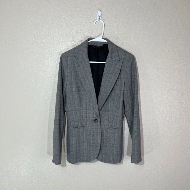 Blazer Norma Kamali Mujer 8 Gris Negro Cuadros Chaqueta Un Botón Negocios Carrera Foto 1 de 4