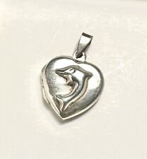 925 Sterling Silver Heart Shaped Dolphin Locket Pendant Necklace