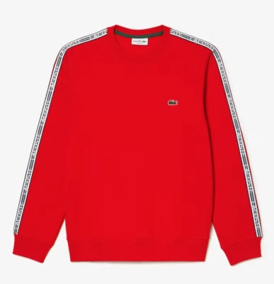 Authentic Lacoste Men’s SH5073 Classic Fit Crew Neck Fleece Sweatshirt -Red -NEW - Image 1 of 3