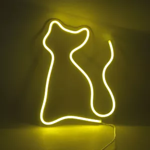 Cat Neon Light LED Sign Dimmable for Bar Dinner Cafe Art Wall Hanging Nightlight - Picture 1 of 10