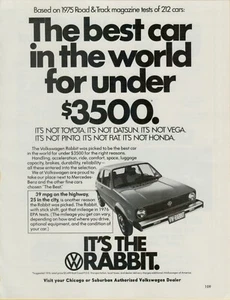 1976 Volkswagen VW Rabbit Best Car in the World for Under $3500 VINTAGE PRINT AD - Picture 1 of 2
