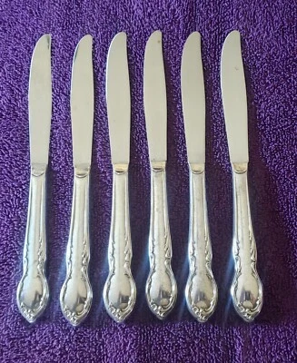 WM Rogers Victorian Style "Royal Manor" Silver Plated Dinner Knives Set Of 6 VTG - Image 1 of 3