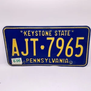 Placa de matrícula vintage 1996 de Pennsylvania AJT-7965 - placa única - Imagen 1 de 2