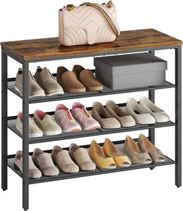 HOOBRO Shoe Rack Shoe Shelf 4-Tier Shoe Organizer with Adjustable Mesh Shelves - Picture 1 of 9
