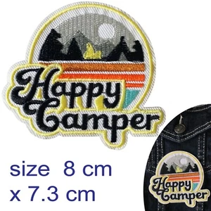 Happy camper iron on patch travel happiness camping no worries iron-on patches - Picture 1 of 2