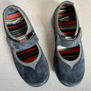 DANSKO Edda Mary Jane Sneakers 38 EU 7.5-8 Blue Suede Comfort Slip Resistant - Picture 1 of 10
