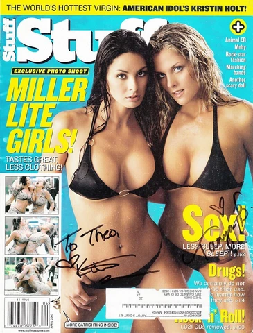 Kitana Baker Tanya Ballinger signed Miller Lite Catfight Girls 2003 Stuff cover Cover