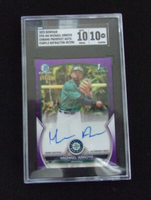 2023  BOWMAN CHROME MICHAEL ARROYO AUTOGRAPH PURPLE 1ST SGC 10 AUTO 10 - Image 1 of 2