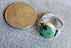 Native American STERLING SILVER 925 Turquoise Ring SZ 6.5 VERY NICE UNIQUE - Picture 1 of 15