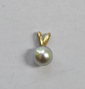 Vtg. grey pearl w/14k gold - Picture 1 of 2