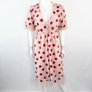 Tu Tu Home Pink Sparkly Strawberry Dress Size L Tulle Ruffle Hem Coquette Summer - Picture 1 of 10