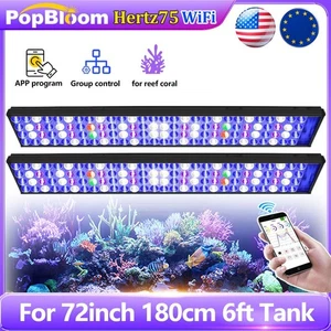 PopBloom Saltwater Aquarium Light LED Marine Aquarium Blue Led Reef Light 180cm - Picture 1 of 16