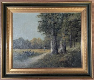 Peinture Huile sur Toile, Signé Vauthier, Pierre? Personnage dans une clairière - Bild 1 von 7