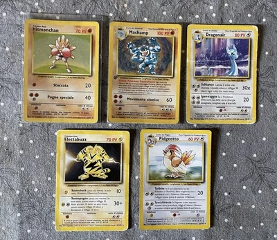 CARTE POKÉMON SET BASE - MACHAMP 1 ED . HOLO - DRAGONAIR - PIDGEOTTO - Immagine 1 di 2