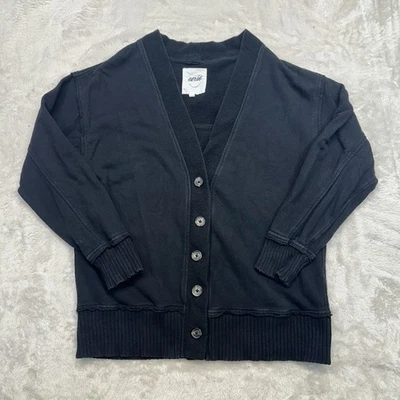 Aerie Sweater Womens Size S Black Knit Button Front Oversized Cardigan - Image 1 of 4