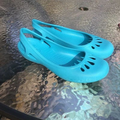 Crocs Mujer Kadee Cordones Ballet Plano Talla 9 Confort Aqua Teal Foto 1 de 4