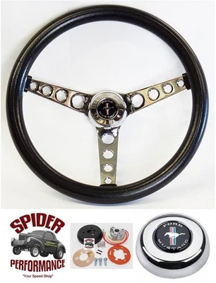 1965-1969 Mustang steering wheel PONY 14 1/2" CLASSIC CHROME - Image 1 of 4
