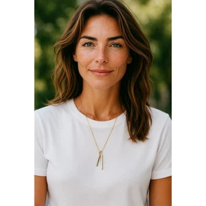 Goldfarbener Stab Anhänger Halskette erinnert noch Schmuck für Damen - Bild 1 von 3