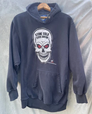 VTG Stone Cold Steve Austin WWE Hoodie 90's Y2K Thrashed Sz L Grunge Distressed - Image 1 of 4
