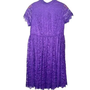 Torrid High Neck Lace Skater Dress Plus Size 10 Purple Short Sleeve Open Back - Picture 1 of 5