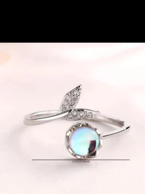 Sterling Silver Mermaid Moonstone Mermaid Tail Ring - Image 1 of 4