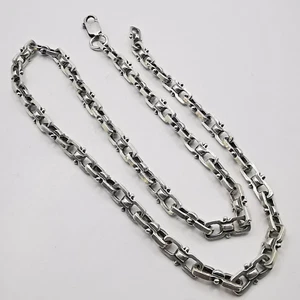 Vintage Unusual 925 Sterling Silver Chain Necklace, Signed Fine Jewelry - Foto 1 di 5