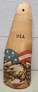 Patriotic USA Flag Eagle Wood Wall Plaque 5X15" Carved Painted Art BEAUTIFUL!!! - Picture 1 of 5