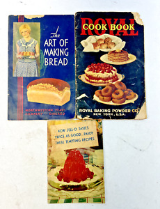 Antique 1920s-30s Bread Making, Royal, & Jell-O Cookbooks - Lot of 3
