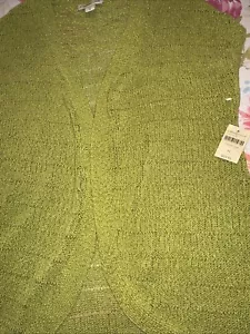 Green Coldwater Creek Cutaway Cardi Sleeveless Sweater VEST NWT Size XL - Picture 1 of 6