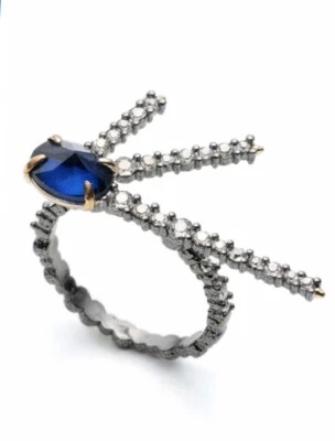 全新带标签 ALEXIS BITTAR 水晶镶嵌 SPIKE 戒指 - 7 码 — 第 1/4 张图片