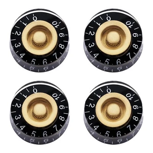 4 Gold Black Electric Guitar Volume Tone Speed Control Knobs For LP SG Epiphone - Picture 1 of 8