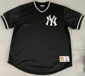 Mitchell & Ness Yankees Jersey Black Mesh Cooperstown Stitched MLB Mens L - Picture 1 of 11