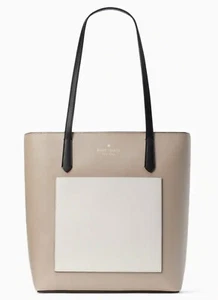 Kate Spade Colorblock Saffiano Warm Beige Daily Top Zip Tote Bag $359 - Picture 1 of 4