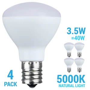 4 Pack LED 120V 3.5W 40W R14 Frost Intermediate E17 Dimmable 5000K Natural Light - Picture 1 of 7
