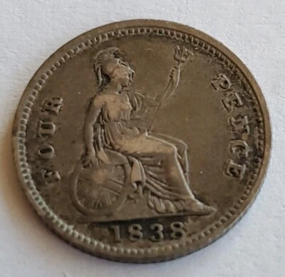UK (Great Britain)  1838  Fourpence, Groat - Image 1 of 2